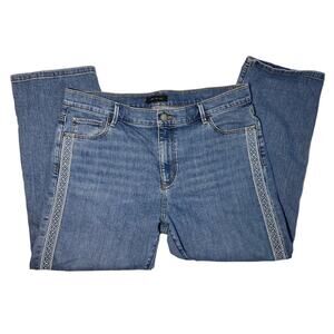 Ann Taylor Woman's High Rise Side Embroidery Straight Crop Size 10